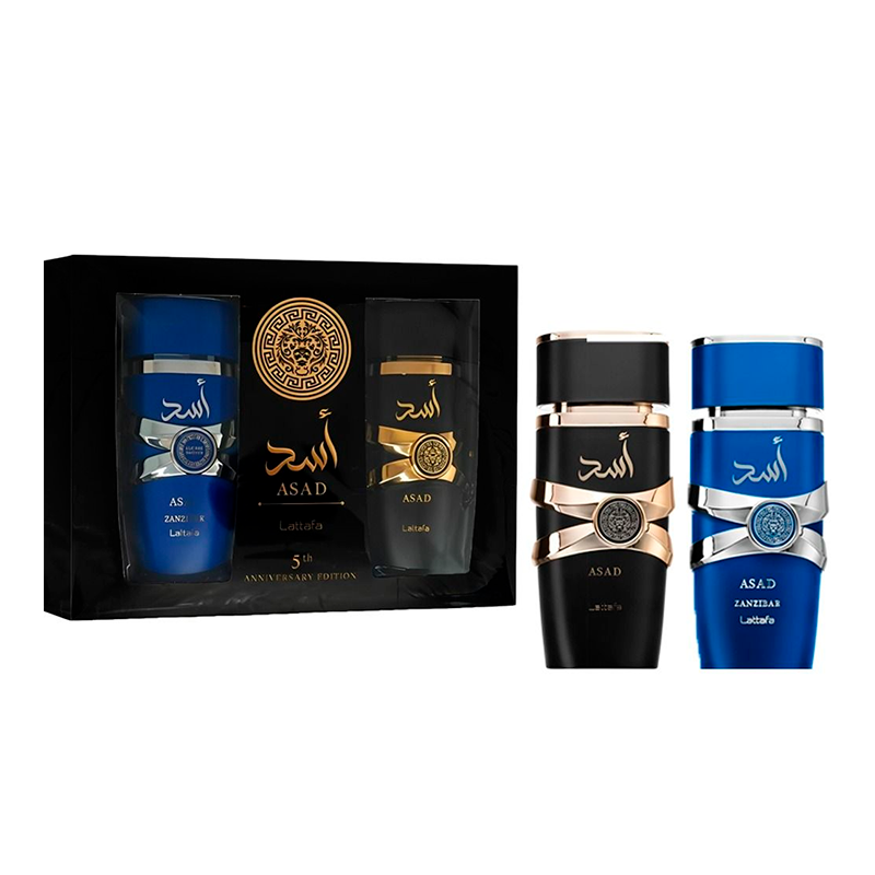 Kit Perfume Lattafa Asad EDP 100mL + Asad Zanzibar EDP Masculino 100mL